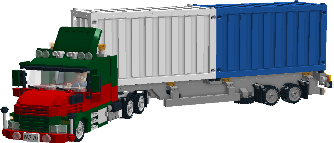 Container Truck - Trailer Truck (1343x703), Png Download