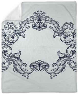 Vector Vintage Baroque Frame Scroll Pattern Plush Blanket - Floral Border Designs Tattoo (400x400), Png Download