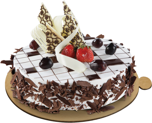 Black Forest Birthday Cake Round Design (500x500), Png Download