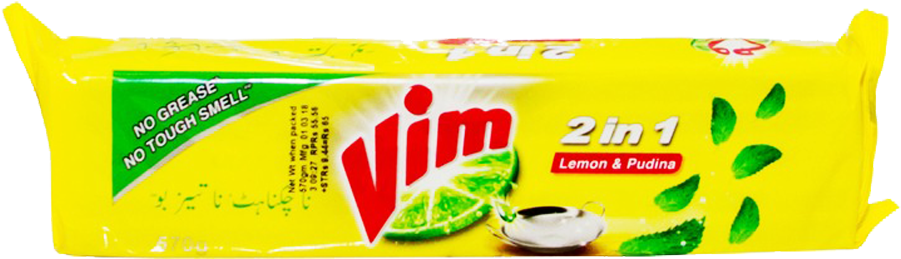 Vim Dishwash Bar Lemon & Pudina 2in1 570 Gm - Vim Anti Smell Bar - 200 G (pack (1000x1000), Png Download