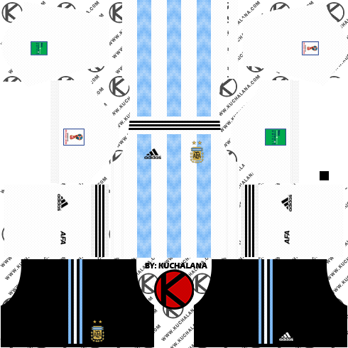Argentina 2018 World Cup Kit - Dream League Soccer 2018 Kits Argentina (490x490), Png Download