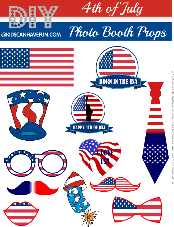 4th Of July Photo Booth Props - Free Printable 4th Of July Photo Props (577x752), Png Download