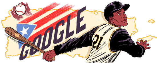 Friday, October 12, - Roberto Clemente Doodle (550x220), Png Download