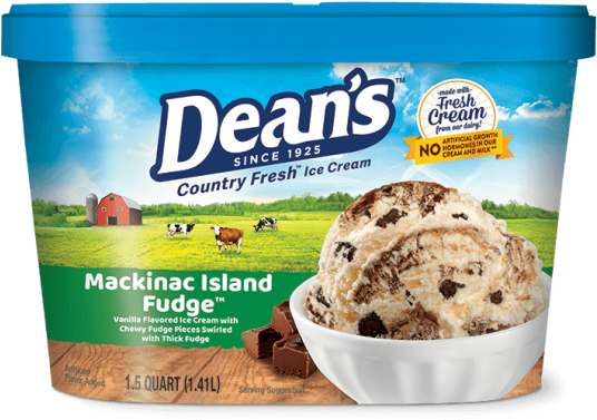 Dean's Premium Mackinac Island Fudge Ice Cream - Sea Salt Caramel Cheesecake Ice Cream (547x900), Png Download