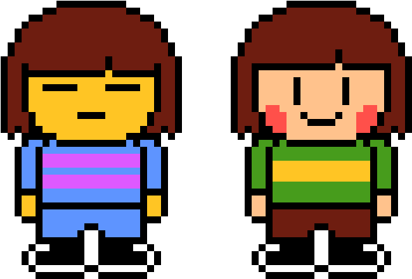 Fan-made Undertale Chara & Frisk Battle Sprite - Chara And Frisk Sprite (790x460), Png Download