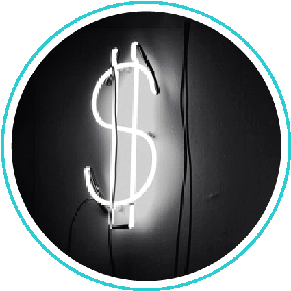 Circleimages Sixproducts-05 Teal - Neon White Dollar Sign (601x601), Png Download