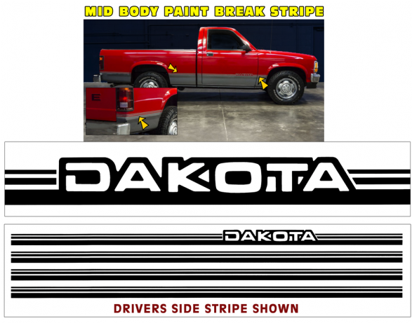 *1991-93 Dodge Daytona Truck Mid Body Stripe - Dodge (736x460), Png Download