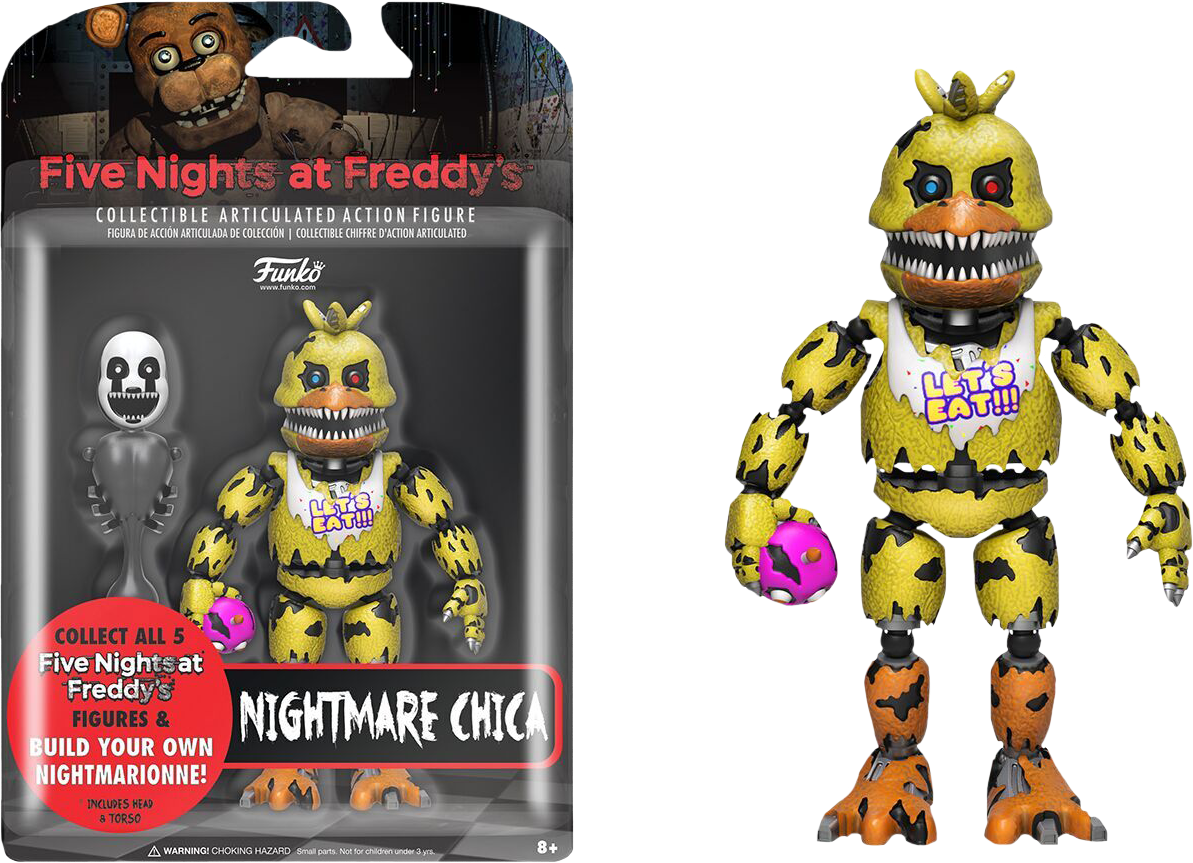 Five Nights At Freddy's - Nightmare Chica Action Figure (1193x863), Png Download