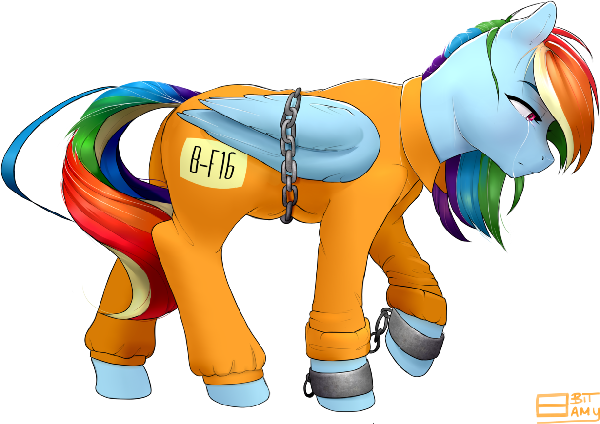 8bitamy, Bound Wings, Chains, Clothes, Crying, Cuffs, - My Little Pony Prison Suits Deviantart (1280x894), Png Download