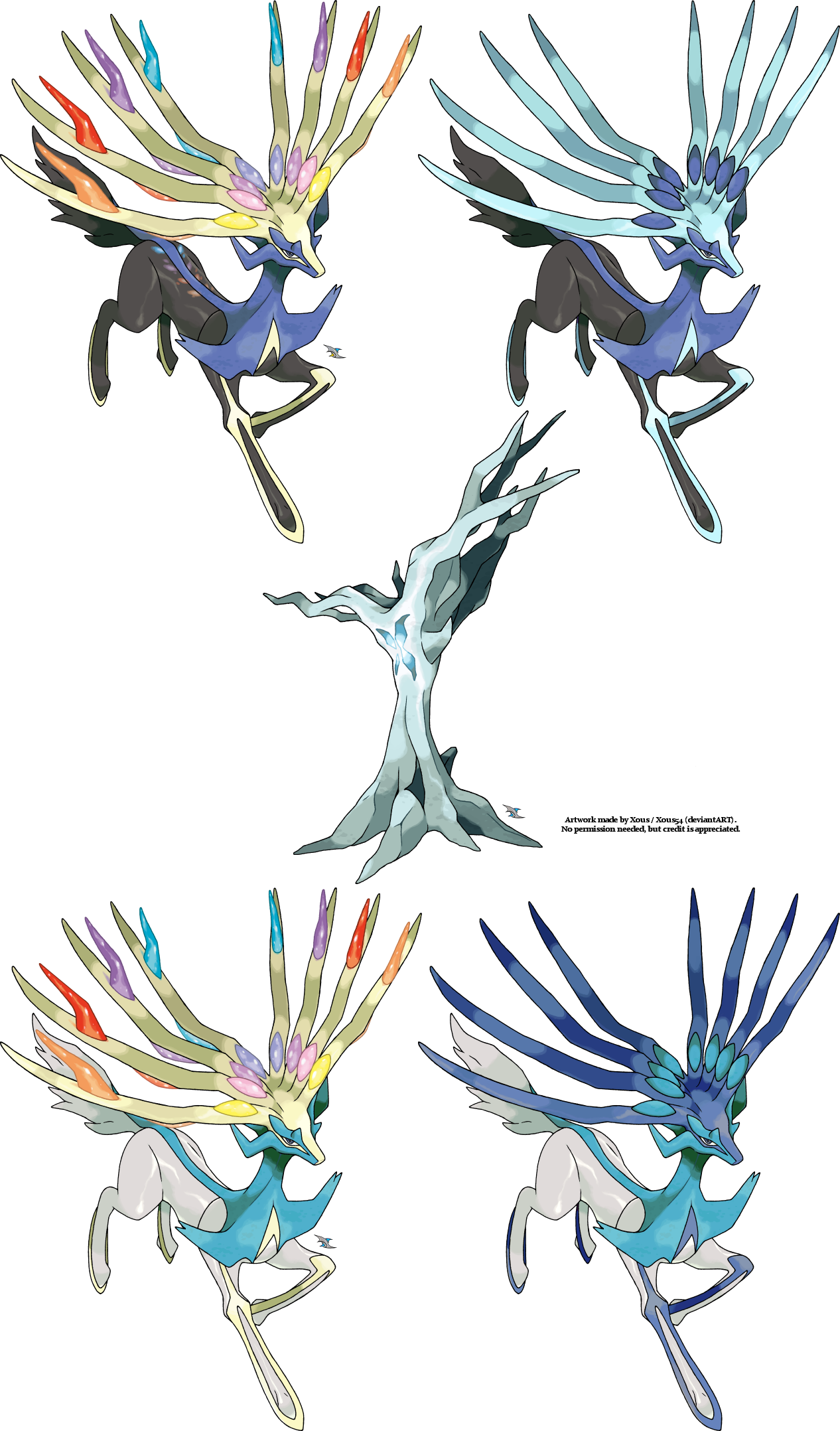 Xerneas Vs Shiny Xerneas (1266x2156), Png Download