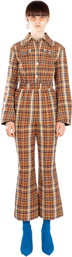 [pre-order] Brown Cotton Plaid Boiler Suit (910x910), Png Download