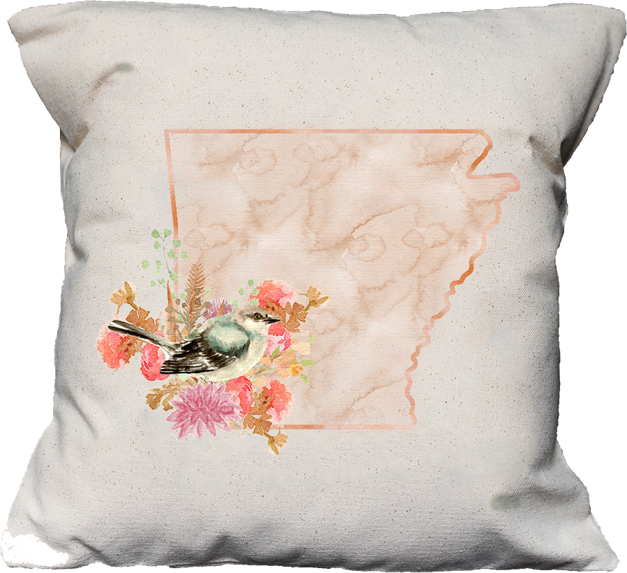 Watercolor Floral Texas State - Cushion (899x822), Png Download