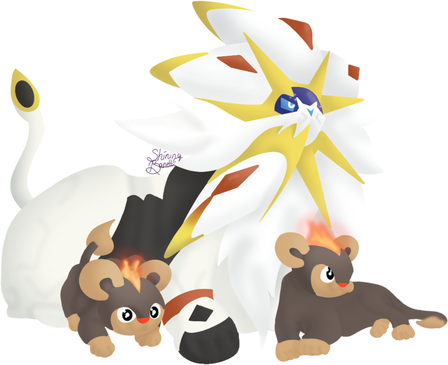 Pokémon Sun And Moon Pokémon X And Y Mammal - Pokemon Solgaleo And Pyroar (942x848), Png Download