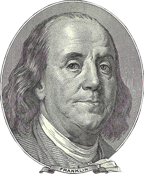 Benjamin Franklin - 100 Dollar Bill (497x599), Png Download