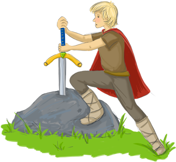King Arthur Pulling The Sword (370x348), Png Download