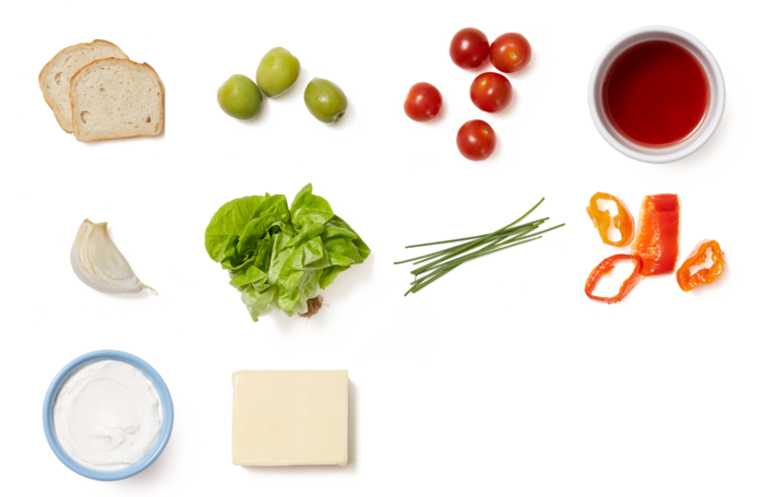 Olive & Pepper Grilled Cheese Sandwiches With Butter - Camembert Cheese (700x455), Png Download