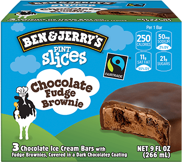 Chocolate Fudge Brownie Pint Slices 3 Count - Ben And Jerry's Pint Slices (374x375), Png Download