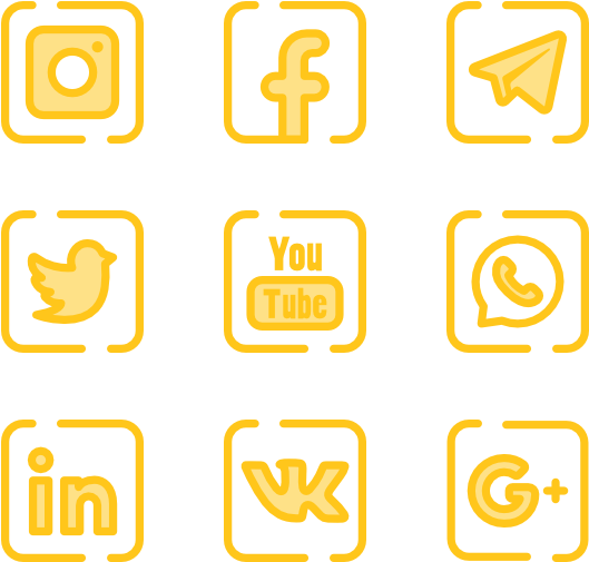 Social Networks - Yellow Social Media Icons Png (600x564), Png Download