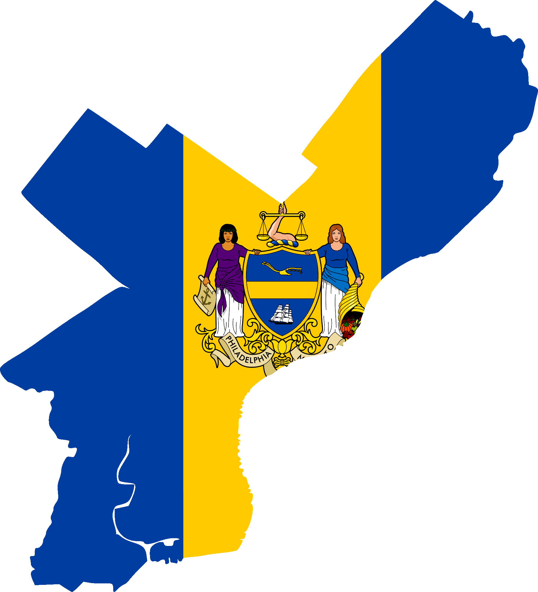 Flag Map Of Philadelphia - Philadelphia Map Vector (1811x1992), Png Download