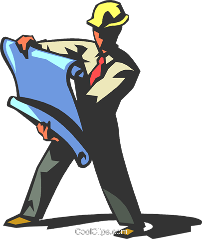 Construction Worker Reading Blueprints - Plomeria Electricidad Y Albañileria (405x480), Png Download