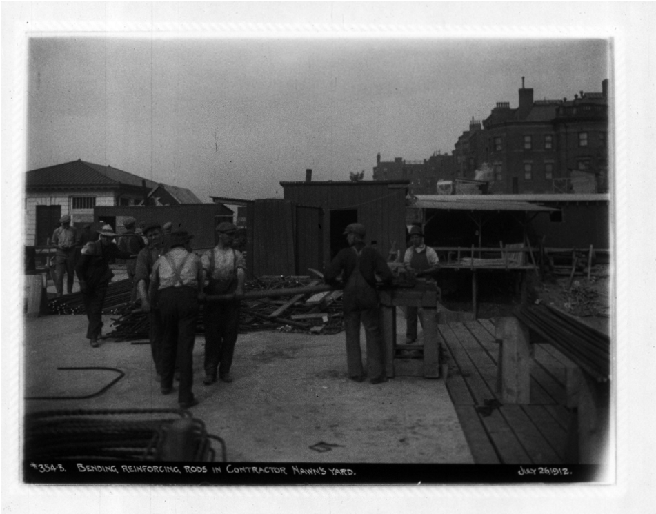 Bending Reinforcing Rods In Contractor Nawn's Yard, - Photograph (1800x744), Png Download