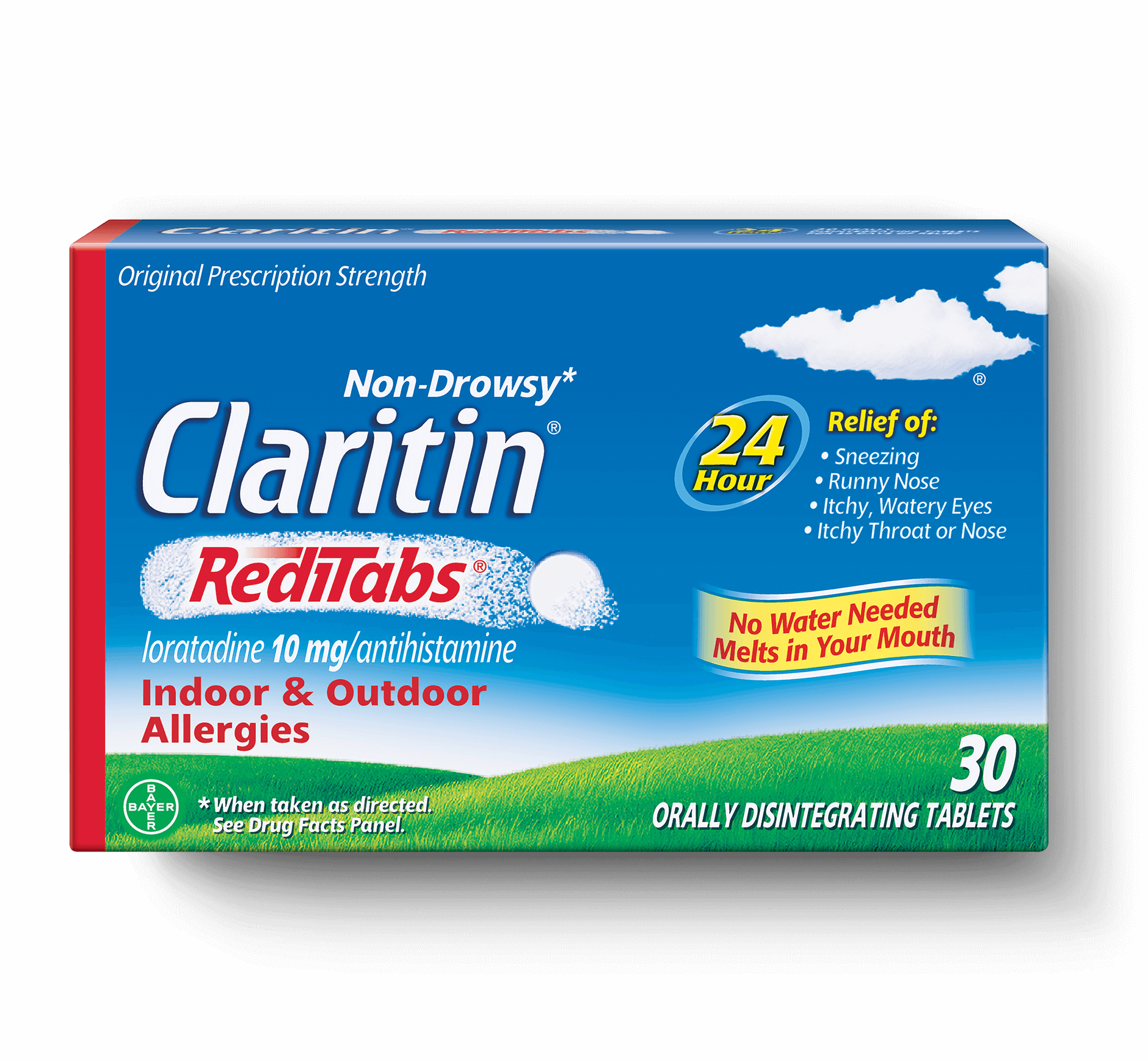 Front View Of Claritin® Reditabs® 24-hour Package - Allergy Claritin (1880x1740), Png Download