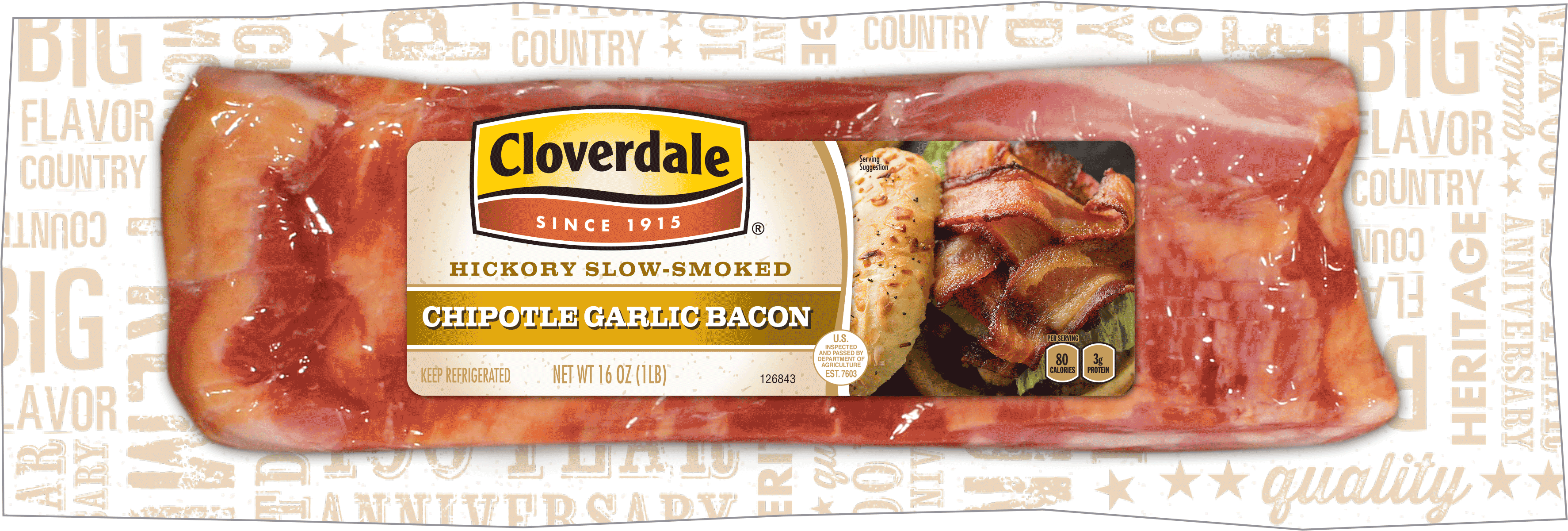 Chipotle Garlic Bacon - Cloverdale Foods (3705x1307), Png Download