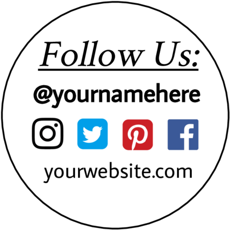 "follow Us" Social Network Themed Editable Label Design - Follow Us On Template (500x500), Png Download