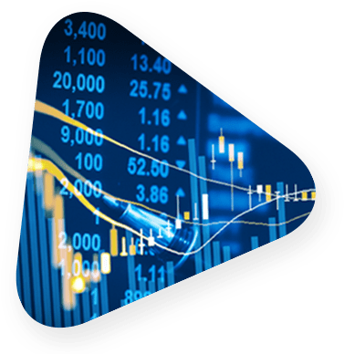 Blue Triangle Shows Stock Numbers With Yellow Chart - Mercado De Valores (385x391), Png Download