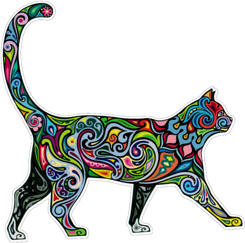 Bumper Sticker / Decal - Watercolor Cat (511x500), Png Download