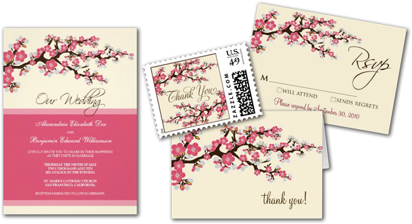 Cherry Blossoms Wedding Invitation Cards - Cherry Blossom Wedding Card (600x326), Png Download