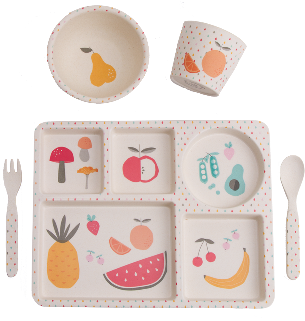 Love Mae - 5 Piece Bamboo Dinner Set (1250x1250), Png Download