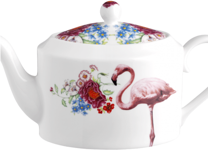 Add To Basket - Lou Rota - Flamingo Teapot (420x535), Png Download