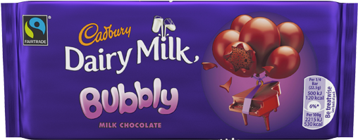Cadbury Dairy Milk Bubbly Image - Cadbury Dairy Milk Bubbly Chocolate Bar (510x340), Png Download