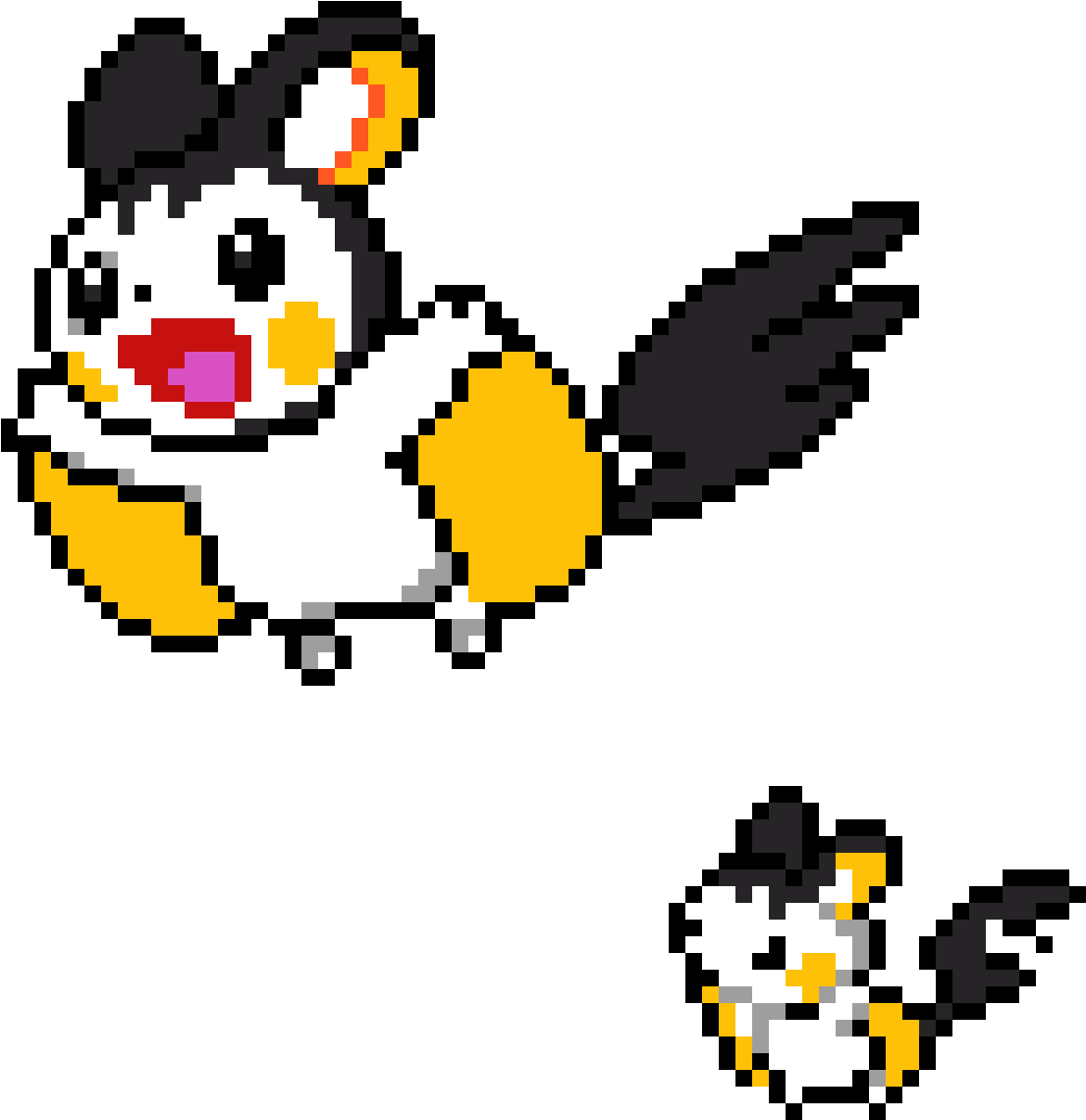 Pokemon Emolga - Pokemon Pixel Art Grid Emolga (1190x1190), Png Download