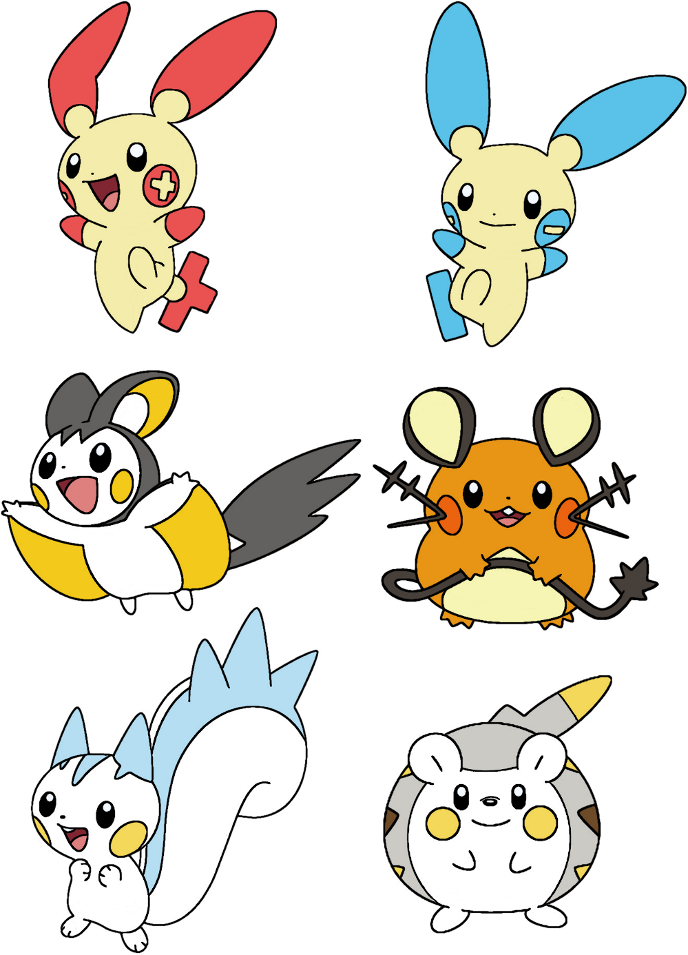Plusle Minun Pachirisu Emolga Dedenne Togedemaru - Pokemon Plusle (1024x1451), Png Download