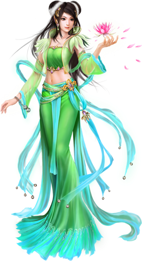 【免抠png素材篇】png游戏人物素材（一） - 浪漫 - Déesse Chinoise (293x535), Png Download