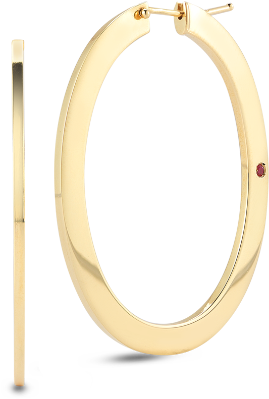 Roberto Coin Perfect Gold Hoops™ 18k Yellow Gold - Small Oval Gold Hoop Earrings (1600x1600), Png Download