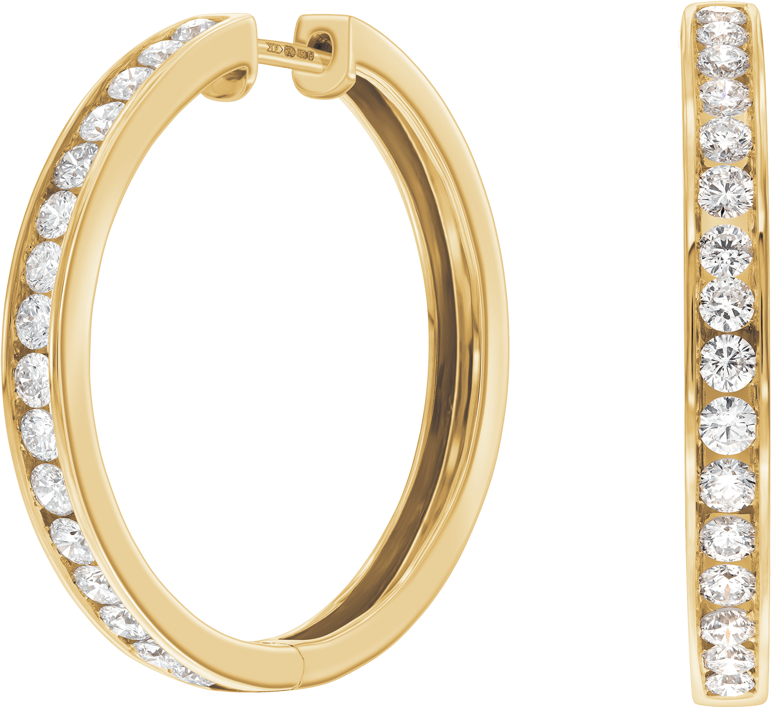 Channel Set Round Brilliant Diamond Hoop Earrings Set - Tresor Paris Channel Set Round Brilliant Diamond Hoop (2000x2000), Png Download