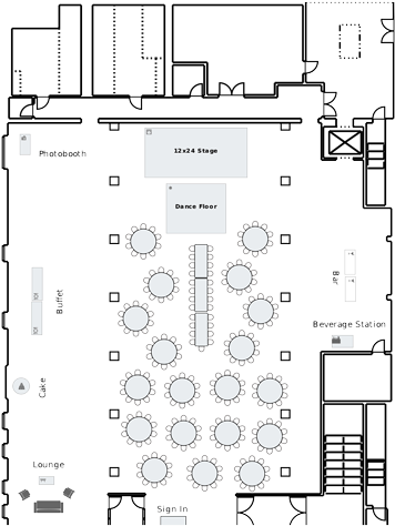 Floorplan Mainhall Reception - Portable Network Graphics (464x600), Png Download