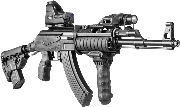 Fab Defense M4-akmil P M4 Folding Collapsible Buttstock - Ak 47 With M4 Stock (765x450), Png Download