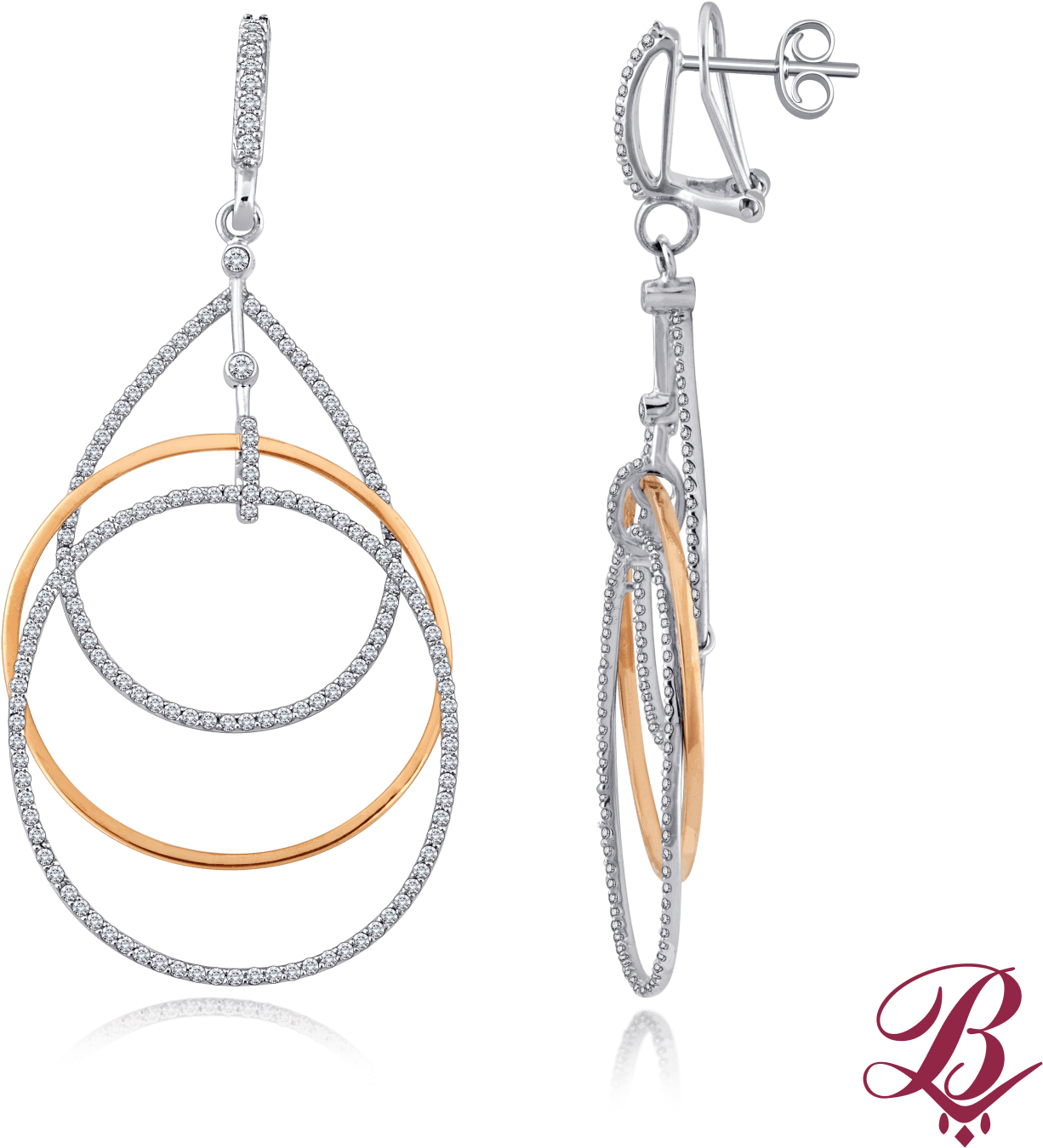 Diamond Interlocking Hoop Earrings - Earrings (1500x1500), Png Download