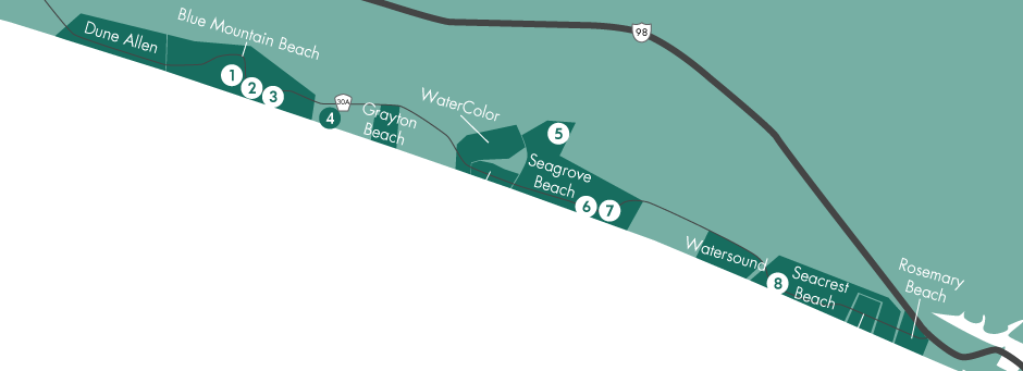 30a South Walton Luxury Community Map - Emerald Coast Luxury (940x341), Png Download