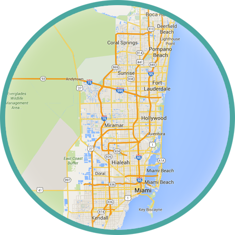 South-florida Map - Florida (460x460), Png Download