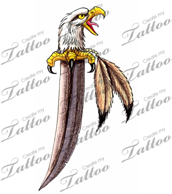 Marketplace Tattoo Eagle Head Knife - Native American Dagger Tattoo (400x400), Png Download