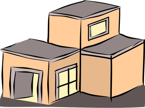 House - Flat Roof House Clipart (500x373), Png Download