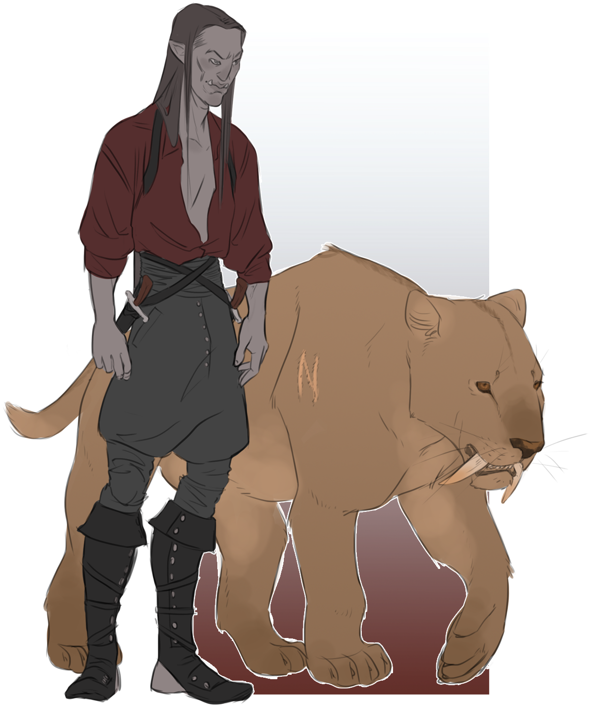 How Did The Saber Tooth Tigers Kill Prey - D&d Character Art Transparent (1252x1504), Png Download