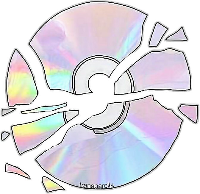 Cd Holo Tumblr Retro Interesting Art Png - Broken Dvd Png (672x652), Png Download