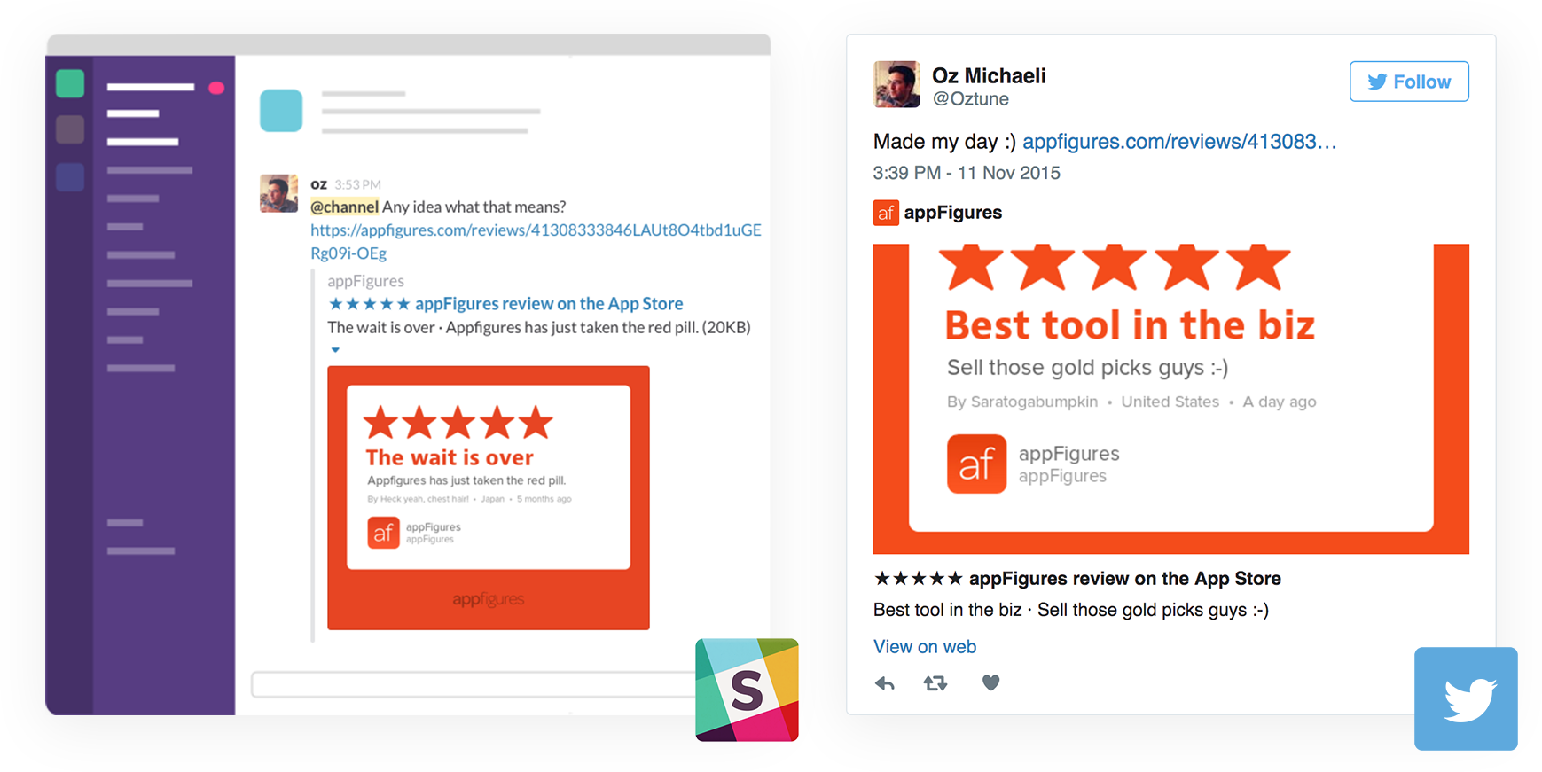 Share App Store Reviews To Slack, Twitter, And Other - Review Cards (1739x871), Png Download