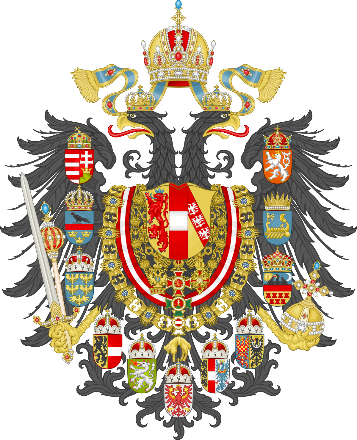 Habsburg Empire Coat Of Arms (1200x1479), Png Download
